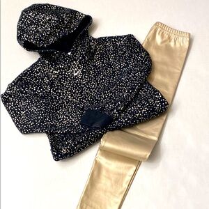 Speckled Hoodie /shiny gold legging set